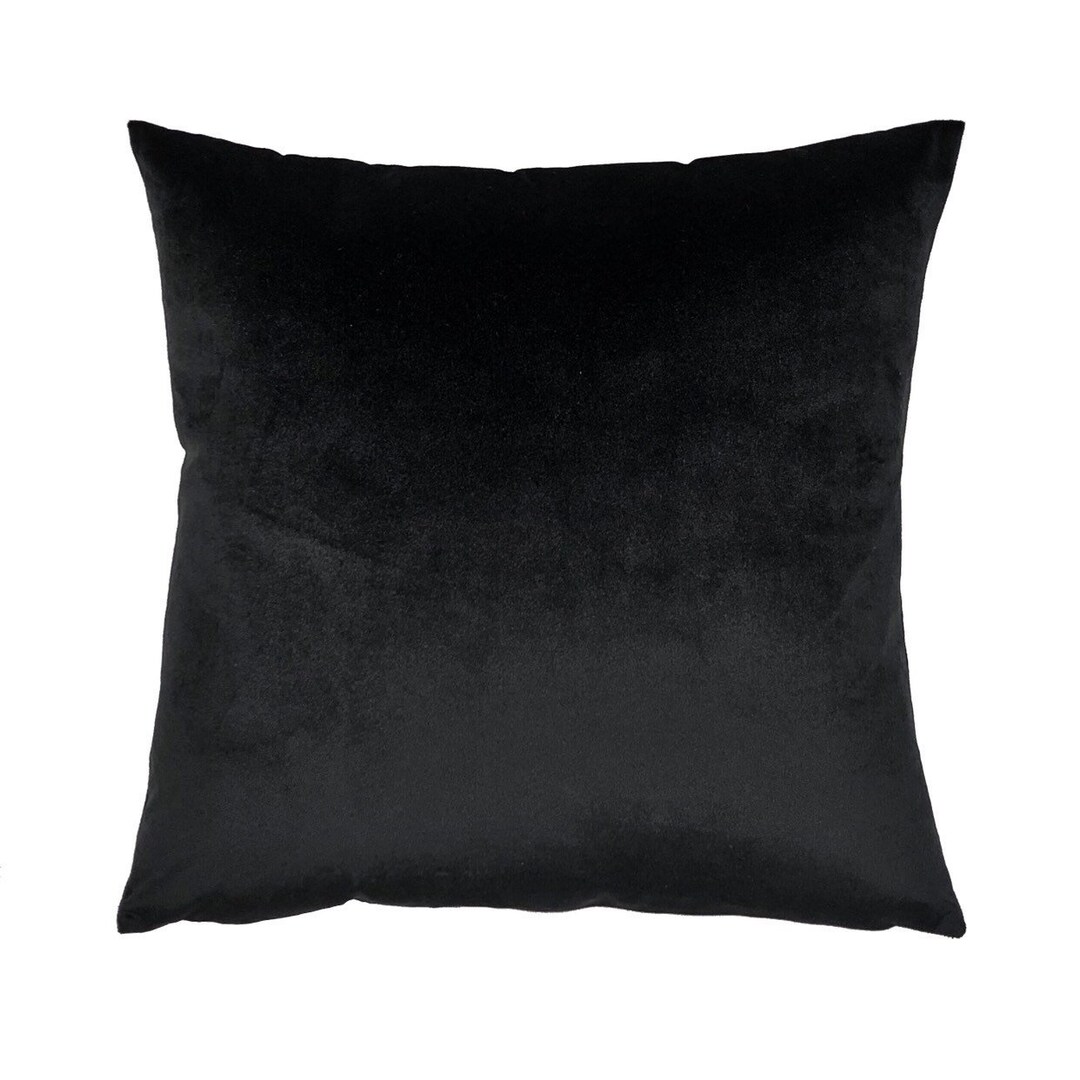 Black Velvet Throw Pillow Cover, Solid Black Velvet Home Decor, Pillow Case, Euro, Sham, Lumbar
