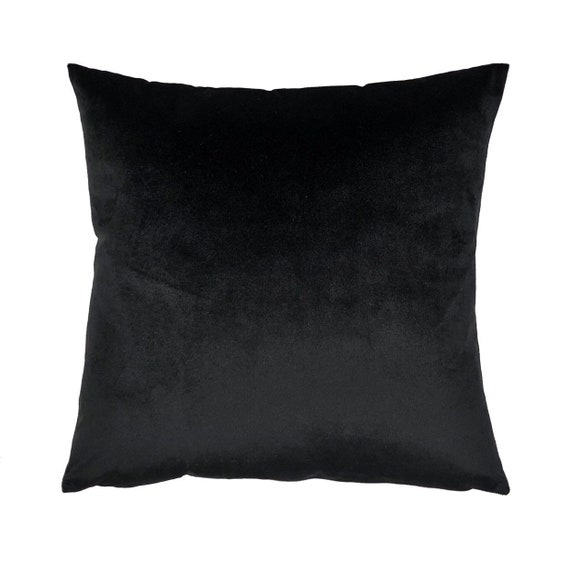 Black Velvet Throw Pillow Cover Solid Black Velvet Home Etsy