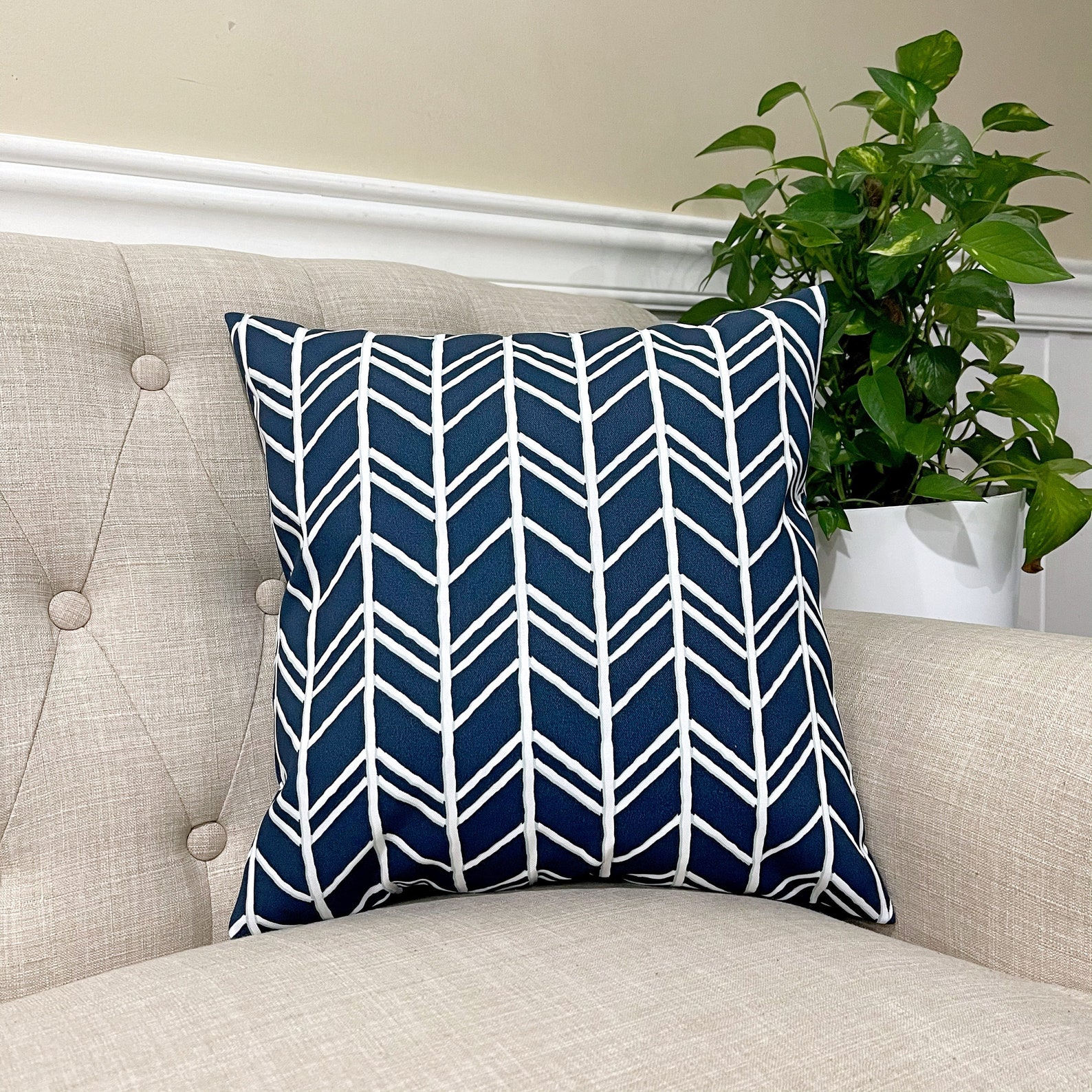 Outdoor Oxford Blue Throw Pillow Cover Outdoor Indoor Etsy UK