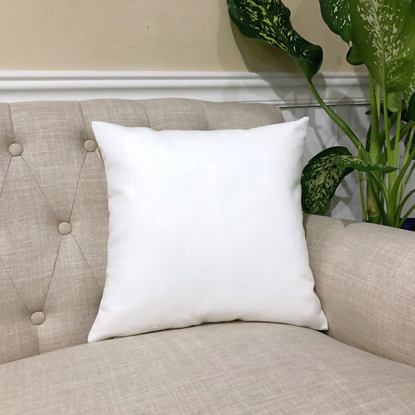 White Throw Pillow Cover, Solid White Cotton and Linen Blend Accent Pillow Case, 16x16, 18x18, 20x20, 22x22, 24x24, 26x26 and Many More