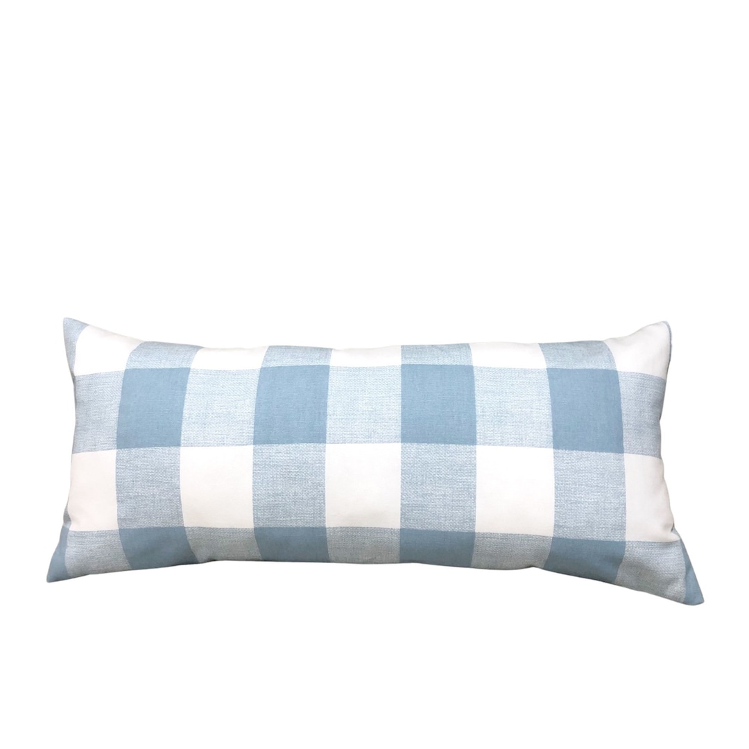 Steel Blue and White Lumbar Pillow Cover, Anderson Blue Check