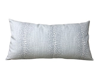Lumbar Pillow Cover, Antelope Slub Canvas Mineral Blue Lumbar Pillowcase, Blue and White Animal Print Lumbar Pillow Cover