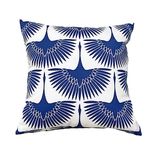 Outdoor / indoor Flock Classic Blue Pillow cover, Blue and White Patio Pillowcase, Zippered Outdoor Cover, Pillow Cover Only