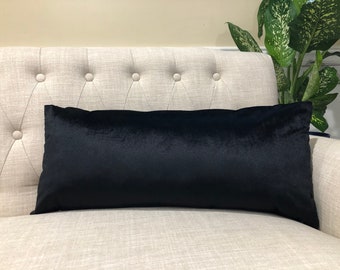 Black Velvet Lumbar Pillow Cover, Black Velvet Lumbar Pillowcase, 12x16, 12x18, 12x24, 12x26, 14x20, 14x34, 14x36 and MORE