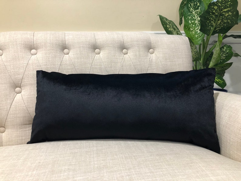 Black Velvet Lumbar Pillow Cover Black Velvet Lumbar Etsy