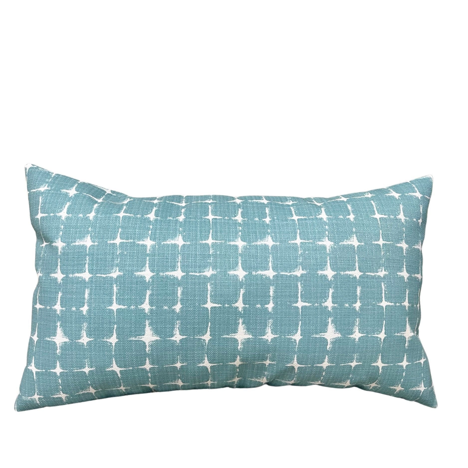 Aqua Gray & Teal Lumbar Support Pillows or Decorative Accent Throw Pillow  for Bed Decor, Couch Pillows Set or Blue Outdoor Sofa Cushions 