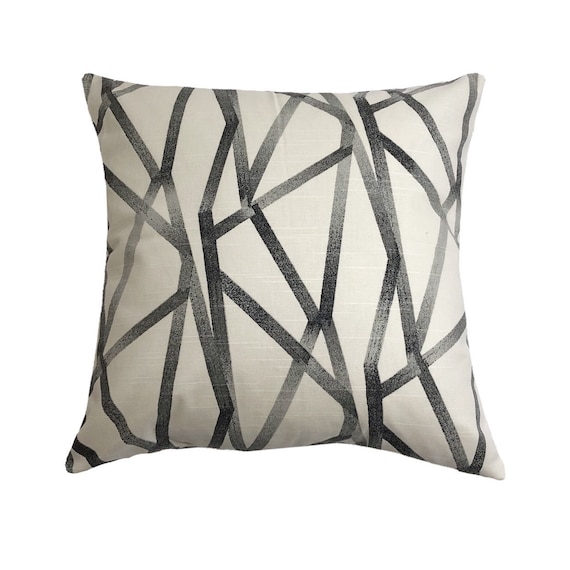 Gray Geometric Throw Pillow Cover, Double Sided Charcoal Gray and