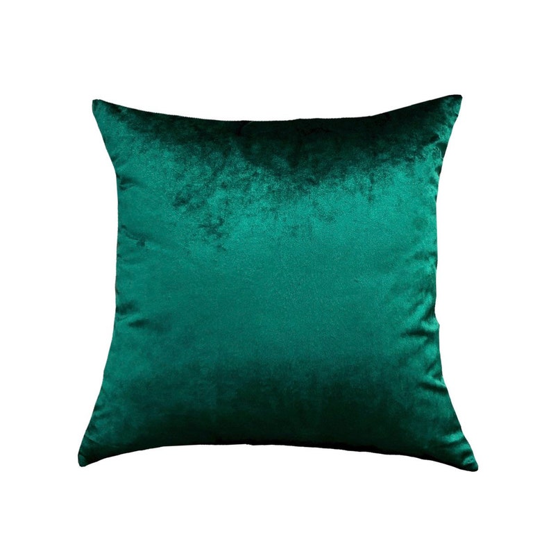 Velvet Emerald Green Throw Pillow Cover, Velvet Green Home Decor, Pillow Case, Euro, Sham, Lumbar Cover, Solid Emerald Green Home Accent image 1