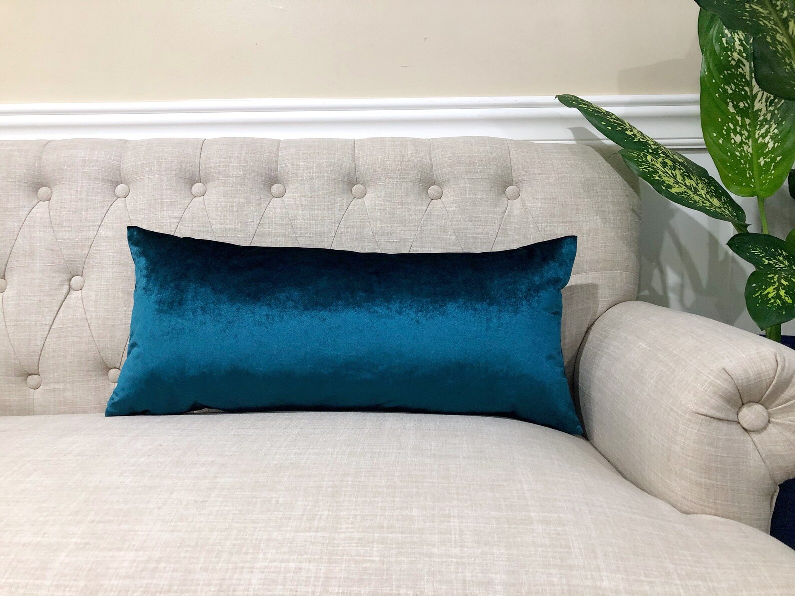 Lumbar Teal Velvet Pillow Cover Teal Velvet Lumbar Etsy