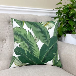 Outdoor, Indoor Pillow cover Swaying Palms Aloe, Green and Black on an Ivory Euro, Sham, Lumbar, Kidney Patio Pillow Case