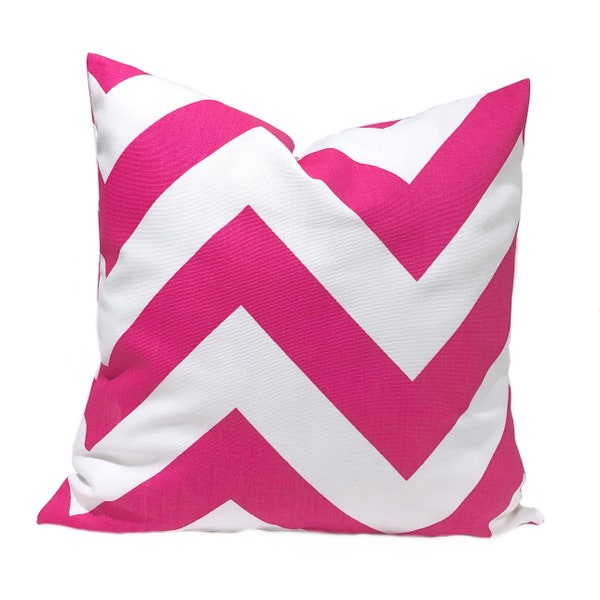 Zippy Candy Pink and White Large ZigZag Chevron Home Decor Throw Pillowcase, Lumbar, Euro, Sham, Kidney Pink Pillow Cover, Nursery Decor