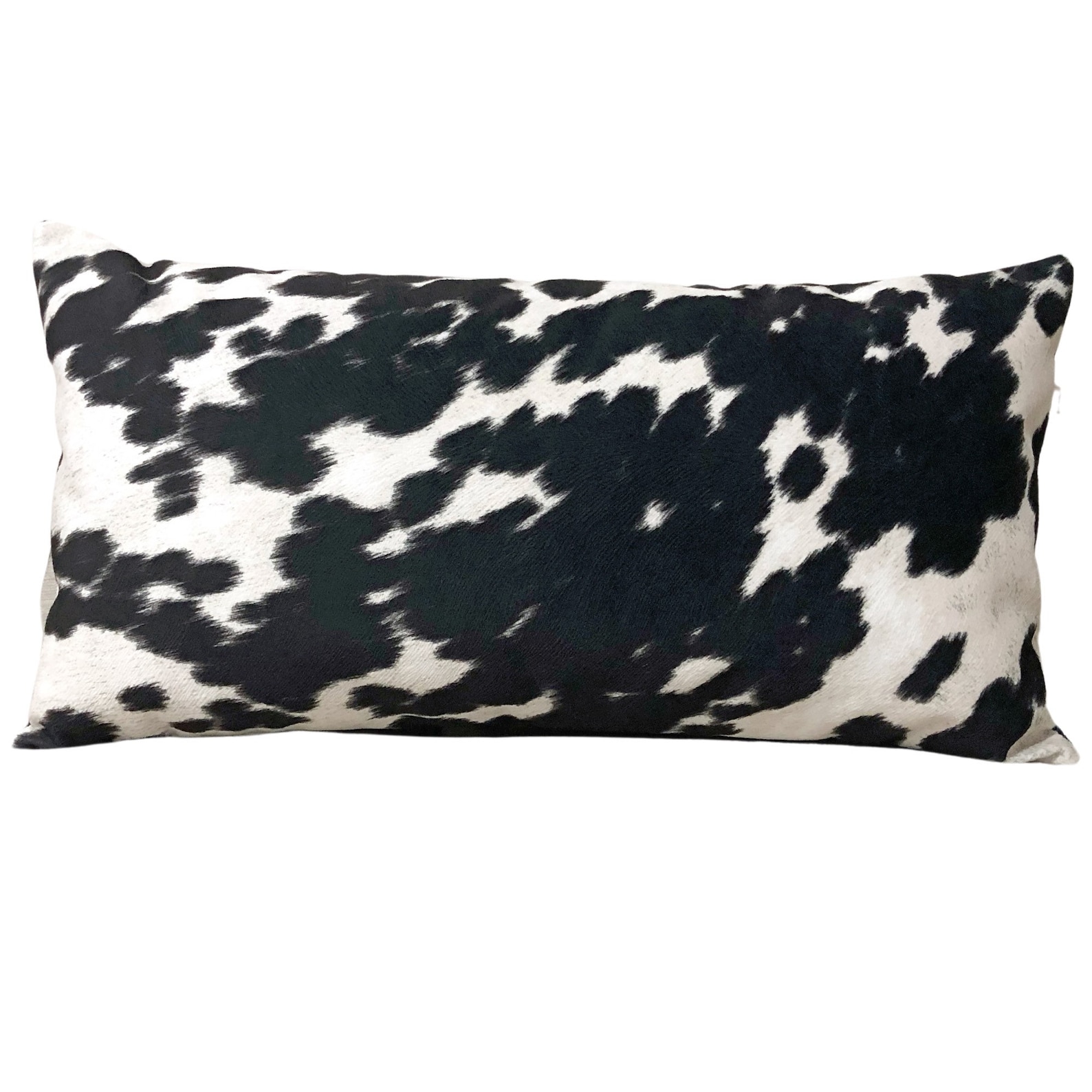 Faux Cowhide Lumbar Pillow Cover Black and off White Lumbar Etsy