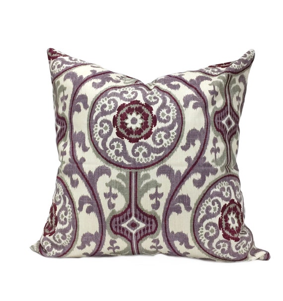 Plum Pillow Cover Ikat Suzani Pillowcase Lumbar Cover Etsy