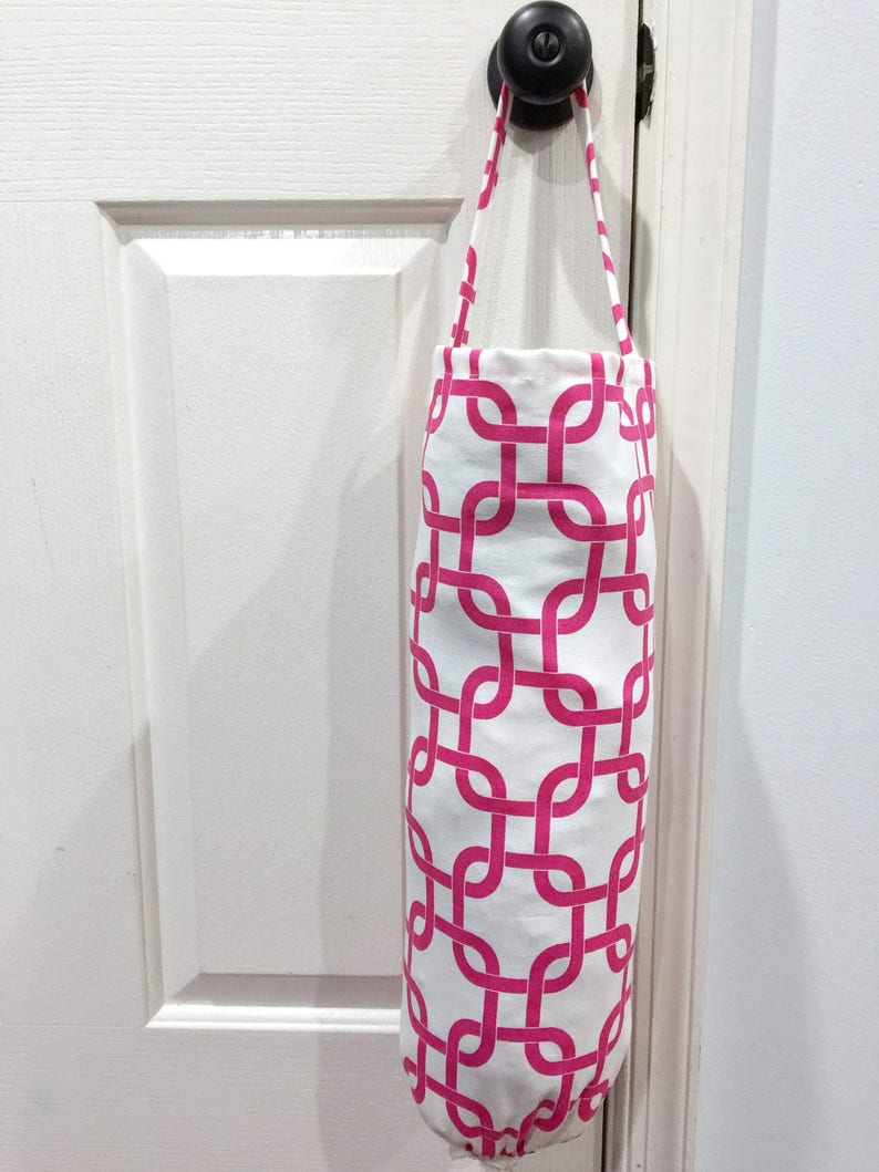 Large Plastic Bag Holder Candy Pink and White Reusable Bag Etsy