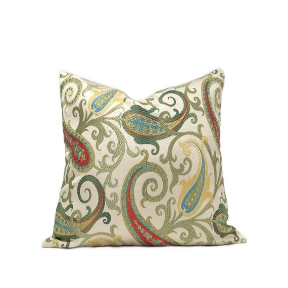 Gold Damask Paisley Throw Pillow Cover Contemporary Etsy