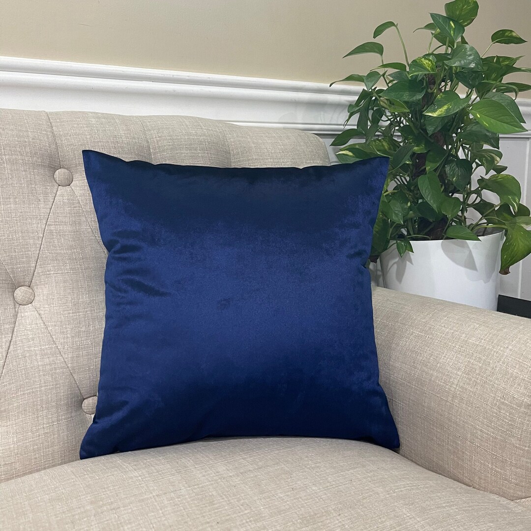 Solid Navy Velvet Throw Pillow Cover, Velvet Home Decor Pillow Case