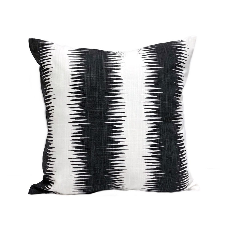 Ikat Black and White Throw Pillow Cover Jiri Canvas Ink Etsy