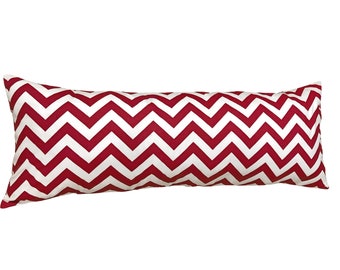 Chevron Zigzag Red and White Lumbar Pillow Cover, Holiday Home decor, Red and White Rectangular Pillow Cover, 14x36, 14x34, 14x24, 12x26