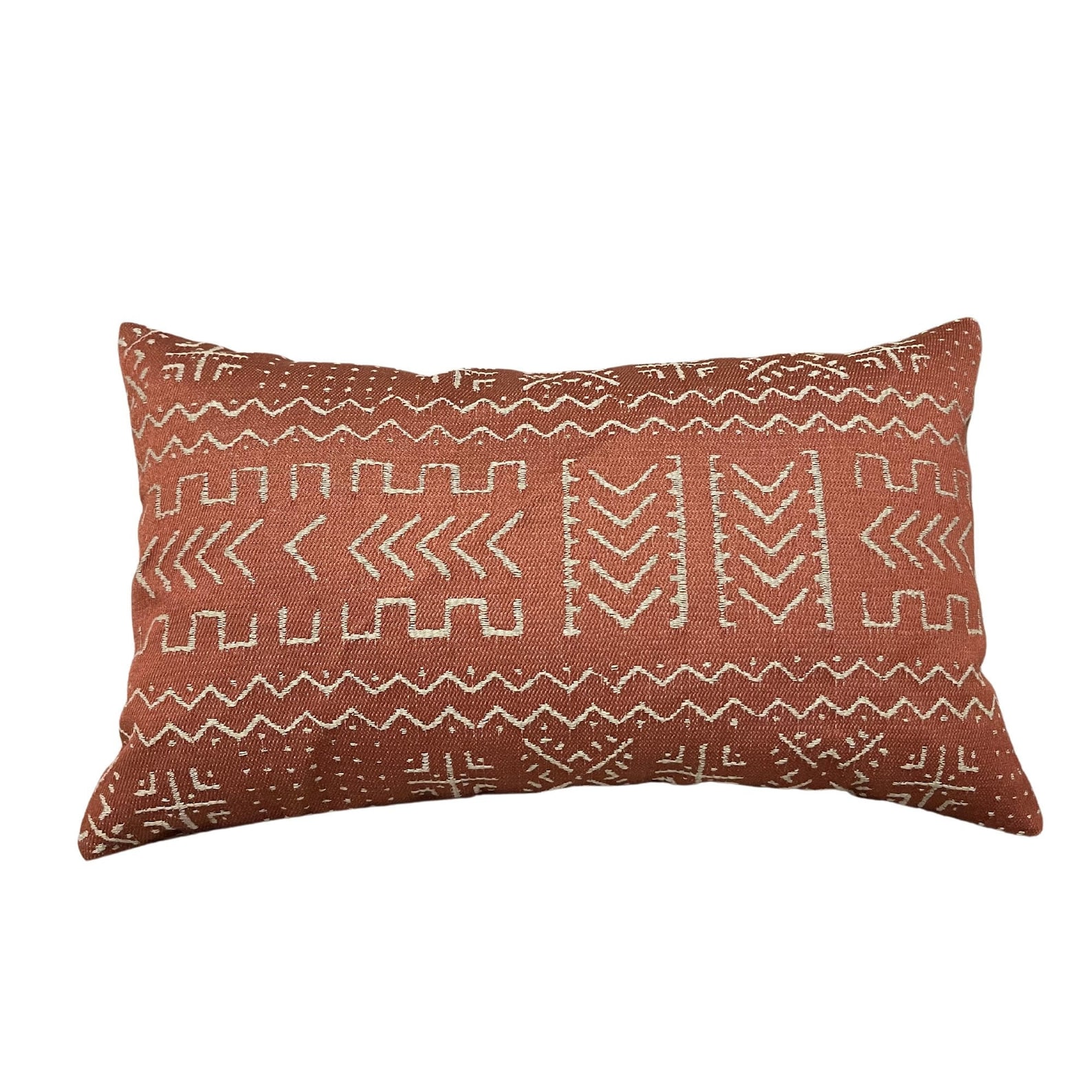 Rust and Cream Lumbar Pillow Cover Tribal Jacquard Spice | Etsy