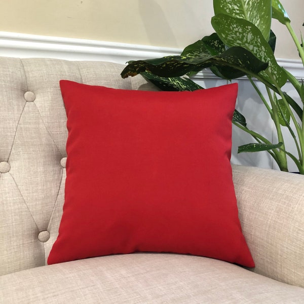 Solid Red Outdoor Decorative Throw Pillowcase, Red Lumbar Pillow Cover, Patio Euro, Sham, Kidney Home Accent