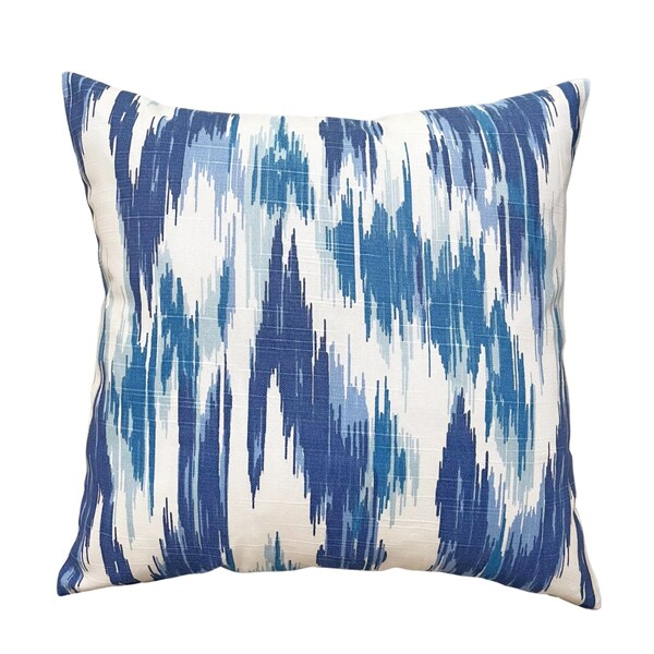 Ikat Blue Throw Pillow Cover, White and shades of Blue Accent Pillow Case Home Decor, Lumbar Cover, 16x16, 18x18, 20x20, 26x26 & More