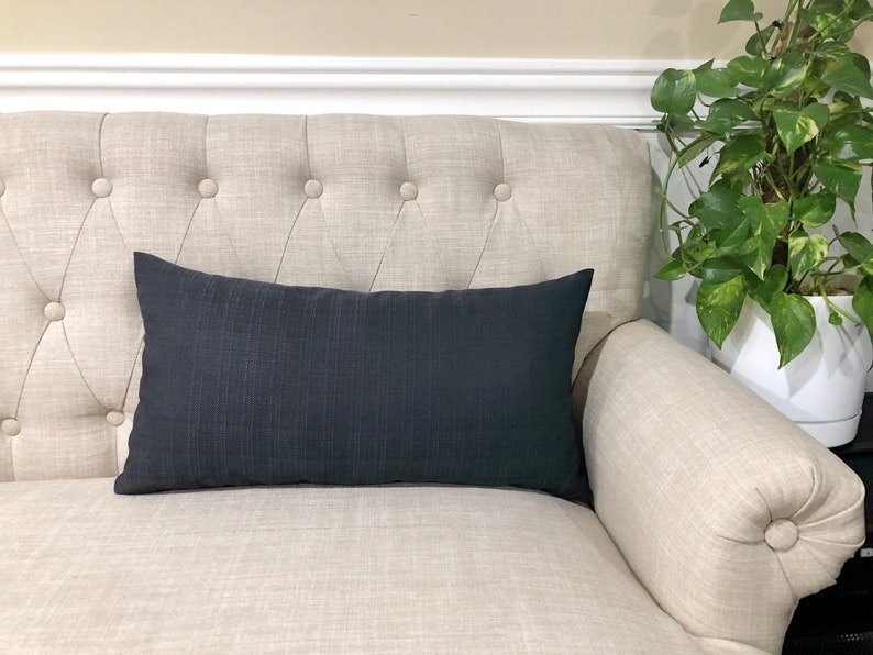 Outdoor Solid Black Lumbar Pillow Cover Solid Black Lumbar Etsy