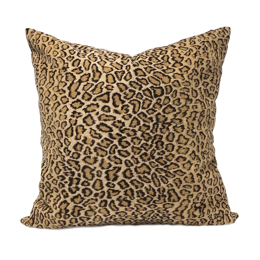 Jungle Cat Toffee Print Throw Pillow Cover Textured Flocked - Etsy