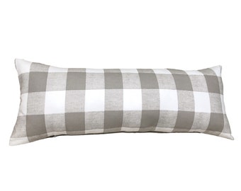 Anderson Ecru Lumbar Pillow Cover, Taupe and White Cotton Lumbar Pillowcase, Rectangular Pillow Cover, 14x36, 14x34, 14x24, 12x26 and More