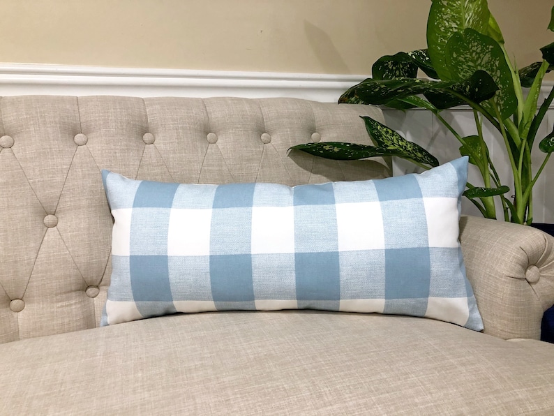 Steel Blue and White Lumbar Pillow Cover Anderson Cashmere Etsy