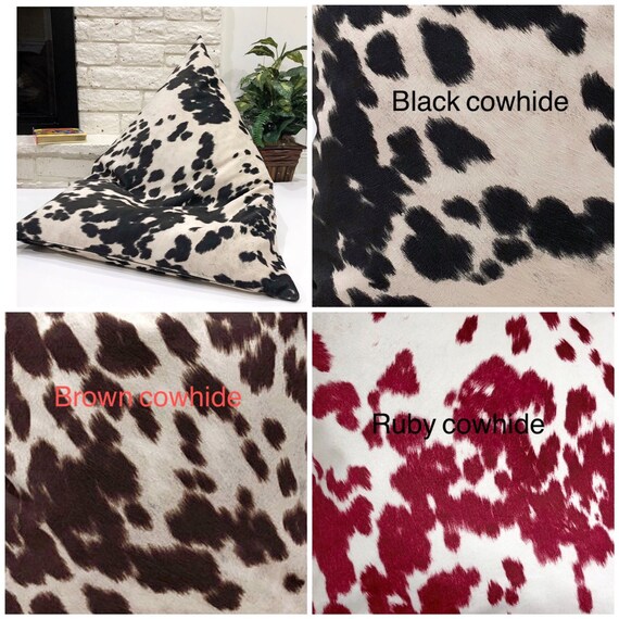 Faux Cowhide Bean Bag Chair Cover And Liner Only Velvety Etsy