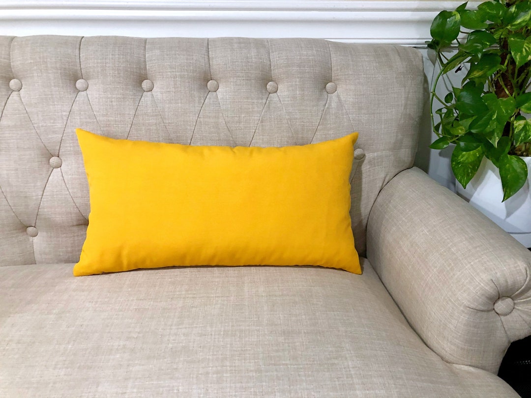 Outdoor Solid Yellow Lumbar Pillow Cover, Solid Yellow Lumbar