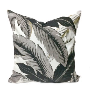 24x24 inches Outdoor, Indoor Pillow Cover, 24"x24" Swaying Palms Onyx, Black, Grey, Taupe, Cream and White