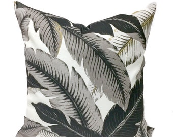 Outdoor, Indoor Pillow Cover, Case Swaying Palms Onyx, Black, Grey, Taupe, Cream, and White, 12x12, 14x14, 18x18, 20x20, 22x22, 24x24, 26x26