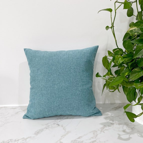 Linen Aqua Throw Pillow Cover Solid Color Aqua Woven Medium Weight Linen appearance Only Pillow Case Home Accent Zippered Pillow Cover Etsy Canada