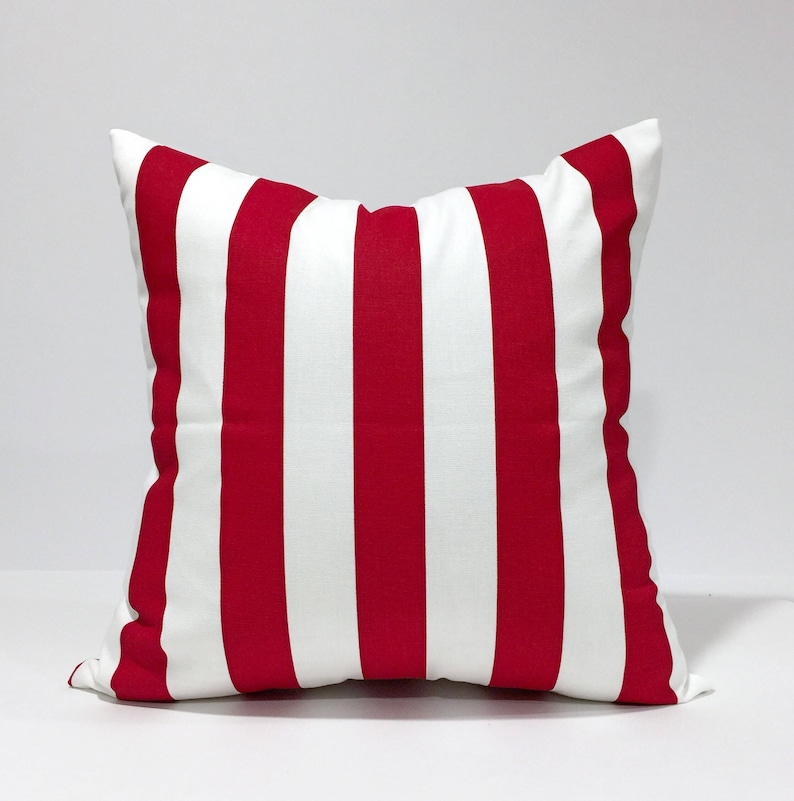 Striped Lipstick Red and White Pillow Cover Decorative Throw Etsy