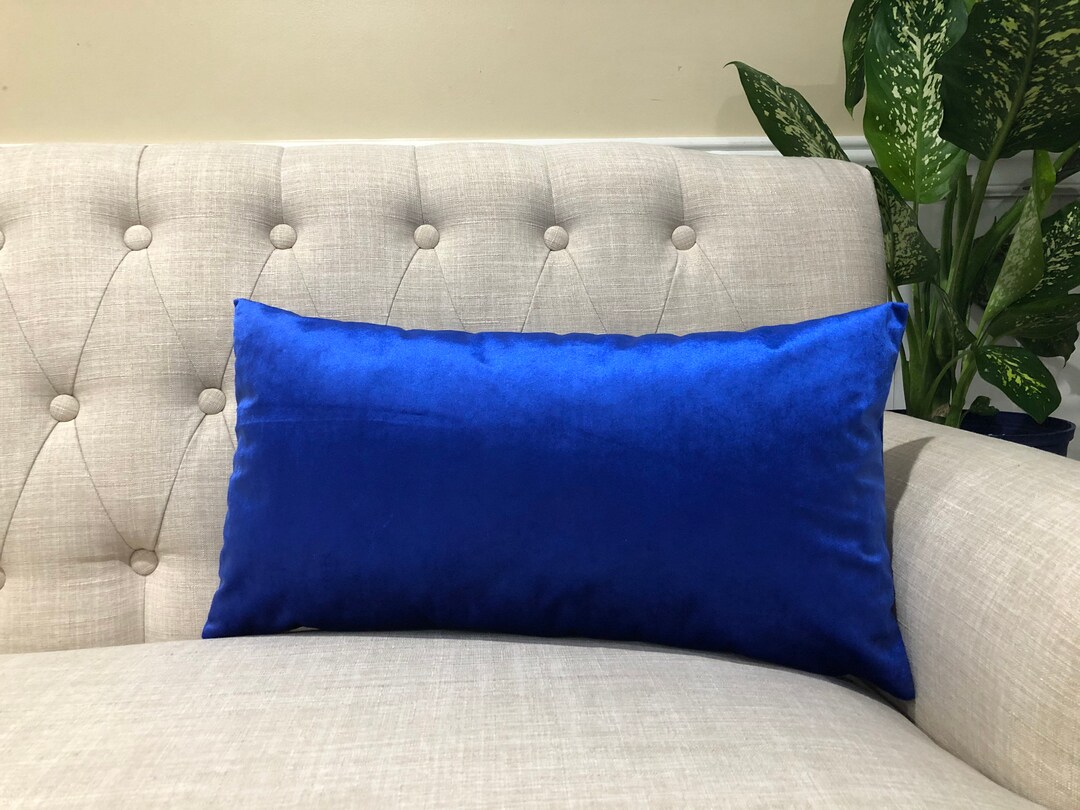 Royal Blue Velvet Lumbar Pillow Cover Royal Blue Velvet Etsy