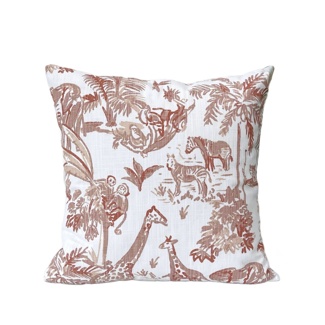 Terracotta Safari Throw Pillow Cover Terracotta and White Etsy