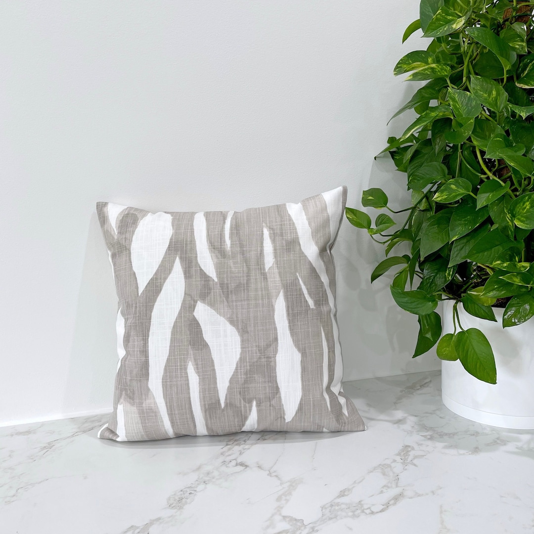 Storm Gray Throw Pillow Cover, Grey and White Zippered Pillow Case