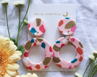 Terrazzo Earrings: Pink - New Moon