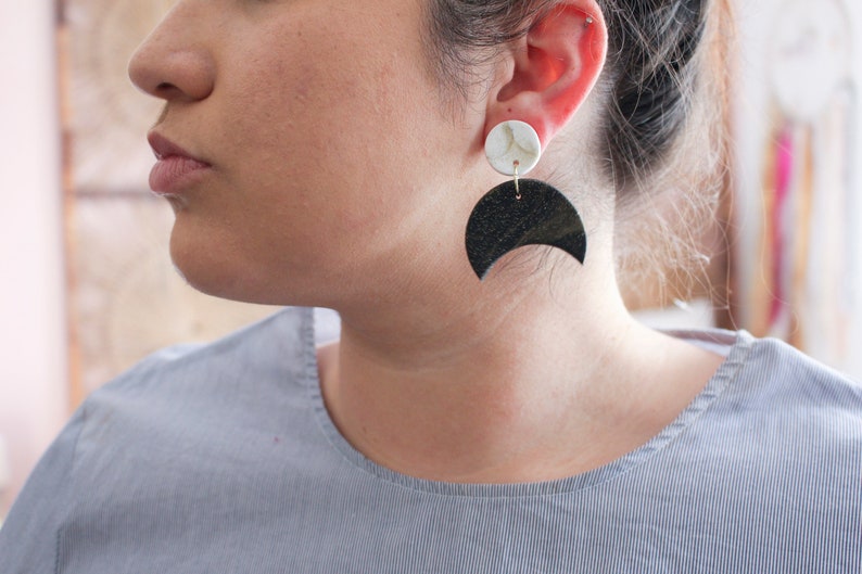 Crescent Galaxy Earrings Metallic Galaxy
