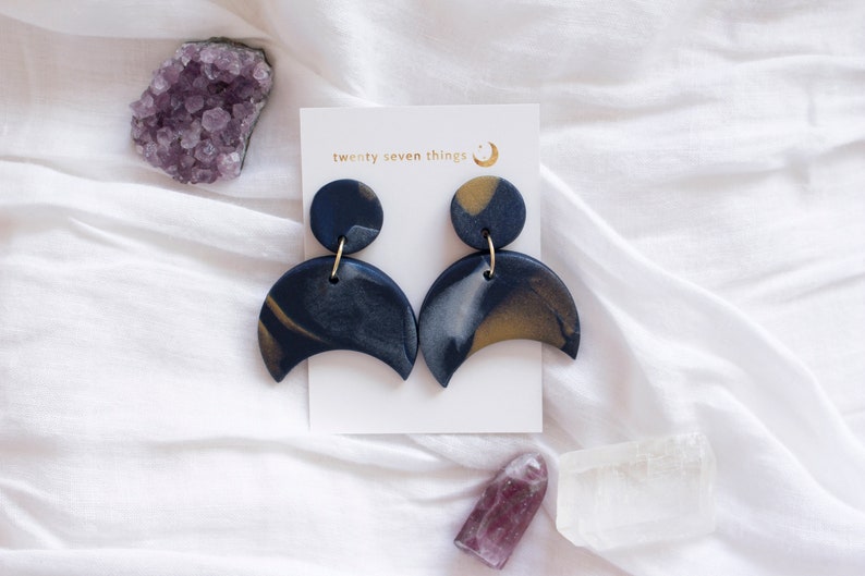 Crescent Galaxy Earrings Metallic Galaxy