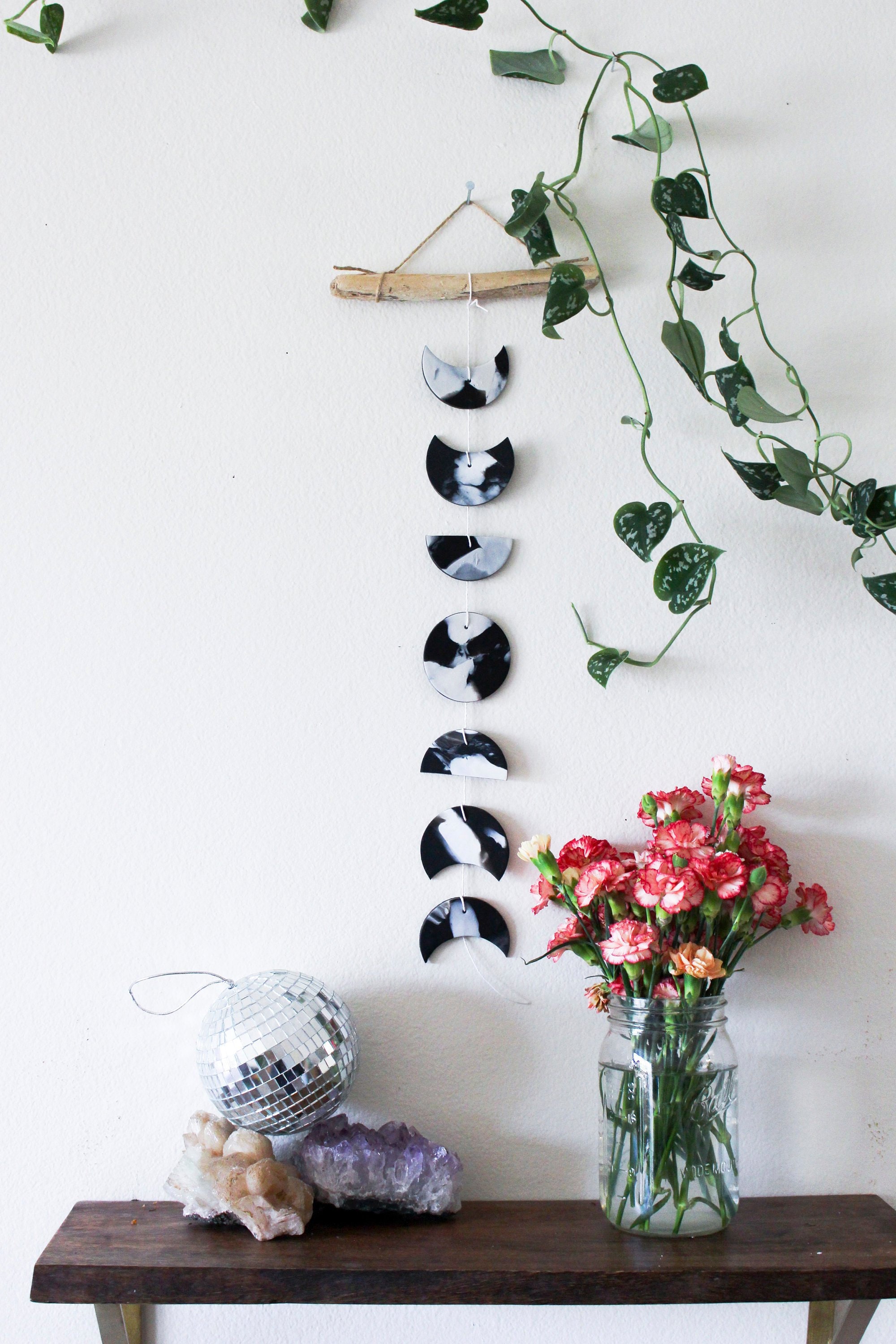 Black & White Moon Phase Wall Hanging