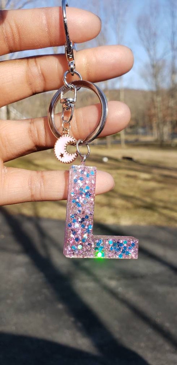 Pink Custom/ Initial Keychain/ Resin Letters/ Personal Letters