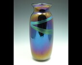 Blown glass iridescent vase by Elaine Hyde