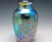 Handblown iridescent glass vase by Elaine Hyde