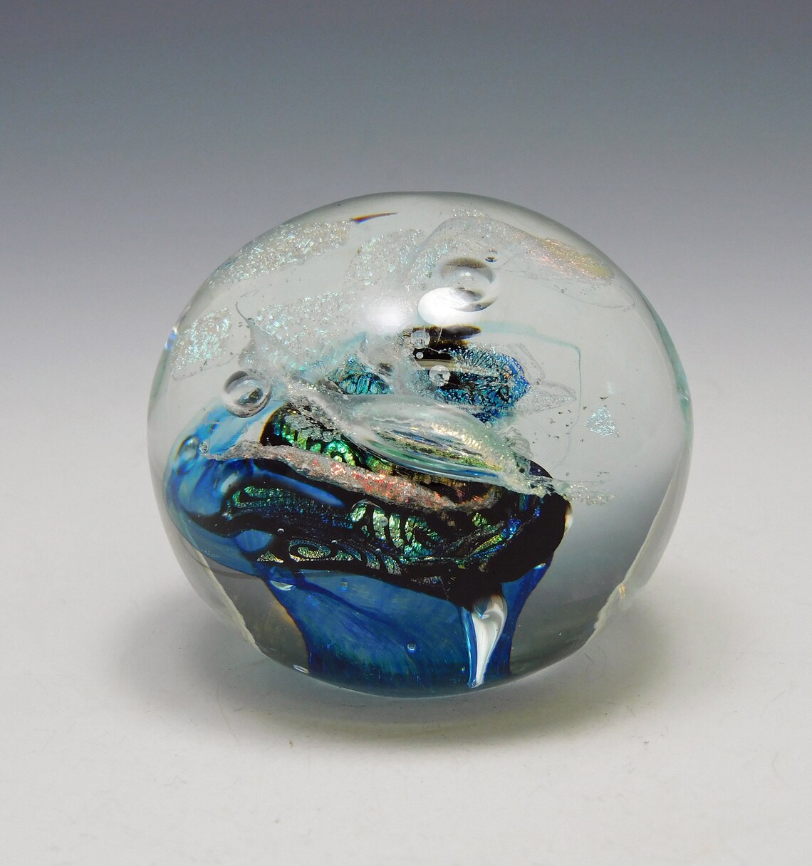 Handmade dichroic glass paperweight by Elaine Hyde Etsy