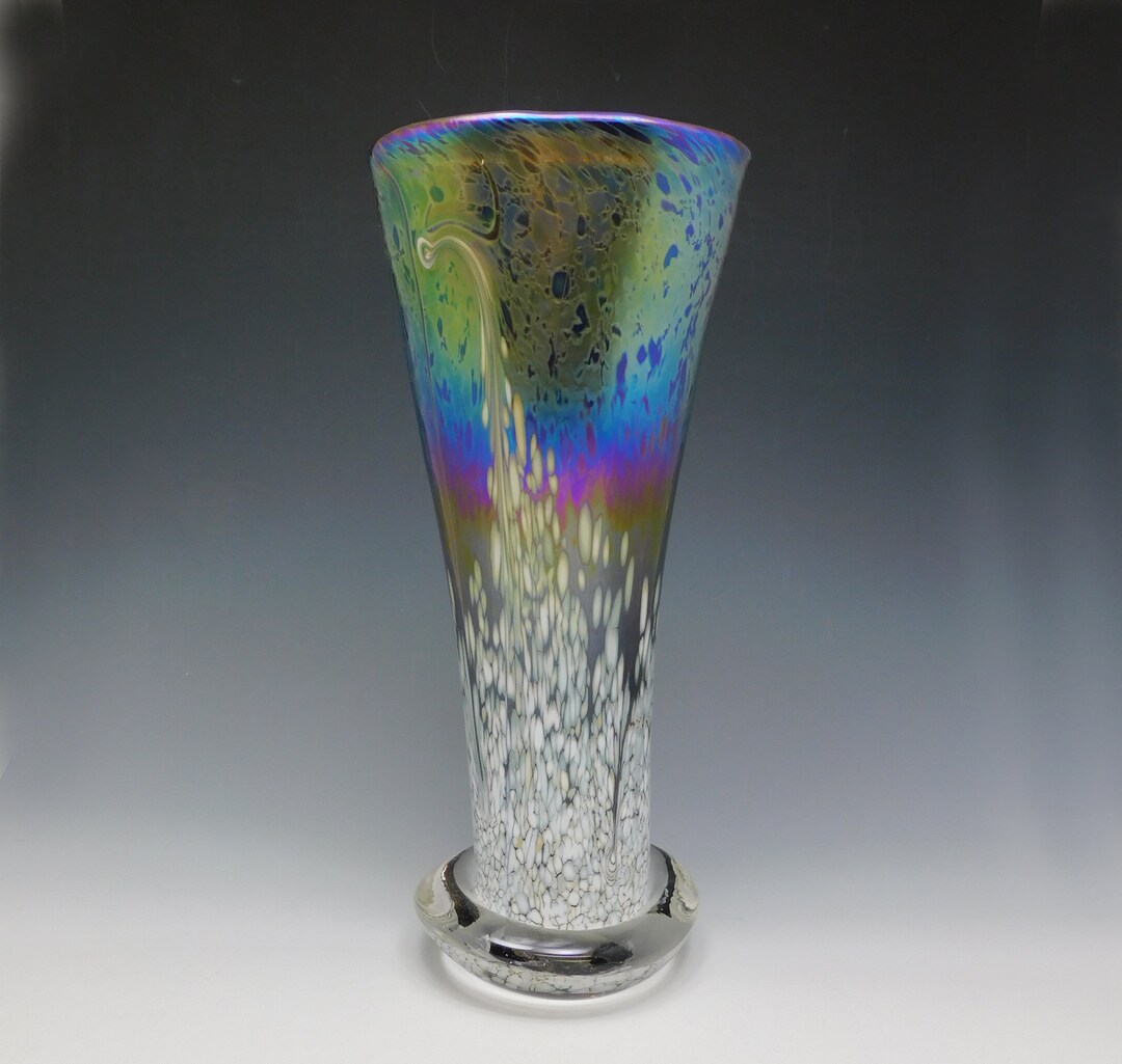 Blown Glass Fan Shaped Flower Vase Etsy