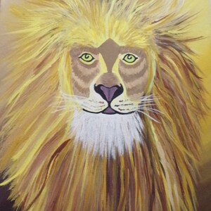 Lion 11 X 14 Acrylic Painting on Canvas