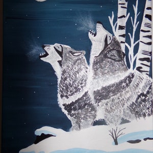 Wolves Howling at the Moon, 9 X 12