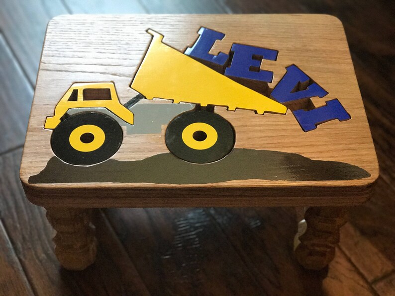 Wooden Name Puzzle Step Stool Bench Personalized Kids | Etsy